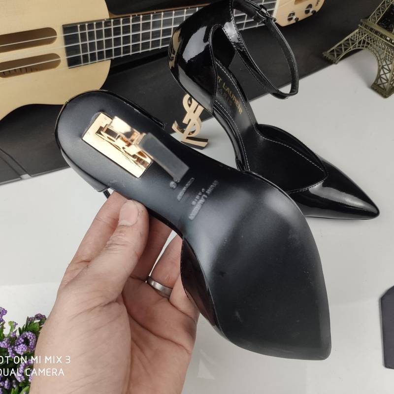 Saint Laurent YSL Pointed patent leather high heels 10.5CM Slide Sandal