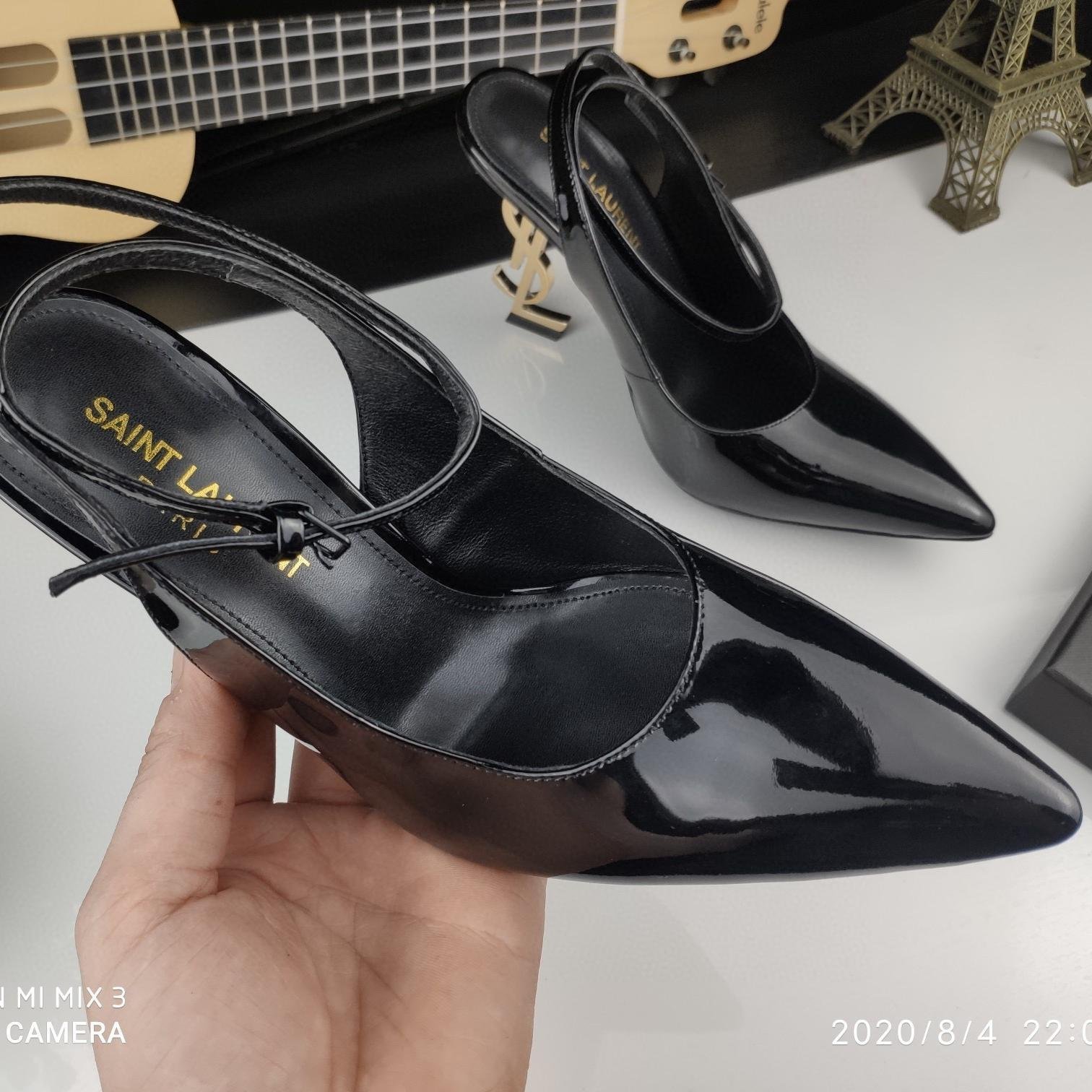 Saint Laurent YSL Pointed patent leather high heels 10.5CM Slide Sandal
