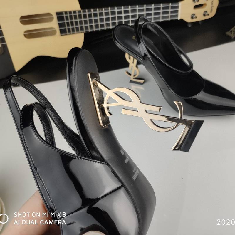 Saint Laurent YSL Pointed patent leather high heels 10.5CM Slide Sandal