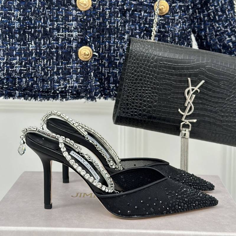 Jimmy Choo Saeda 10CM Slim Heel  Slide Sandal