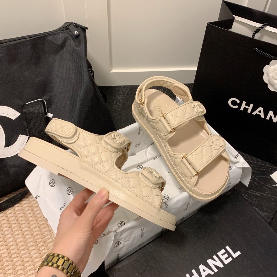 Chanel Velcro Slide Sandals Slippers Slide