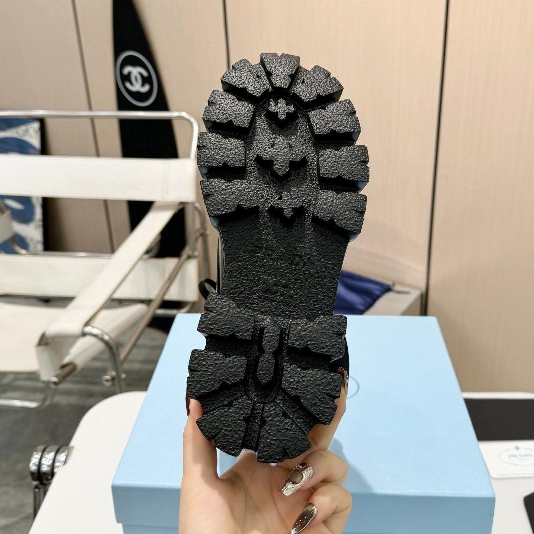 Prada Monolith brushed leather and Re-Nylon boots with pouch