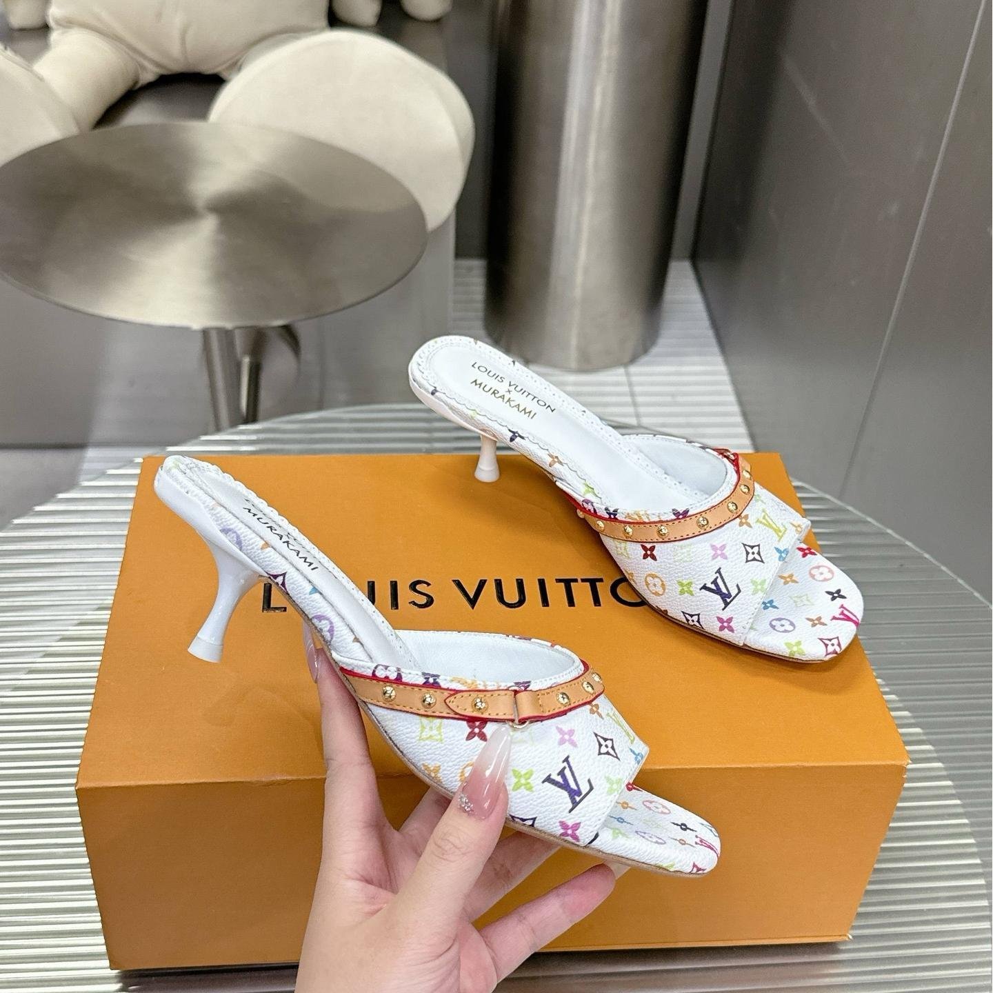 Louis Vuitton LV Takashi Murakami Leather Slippers