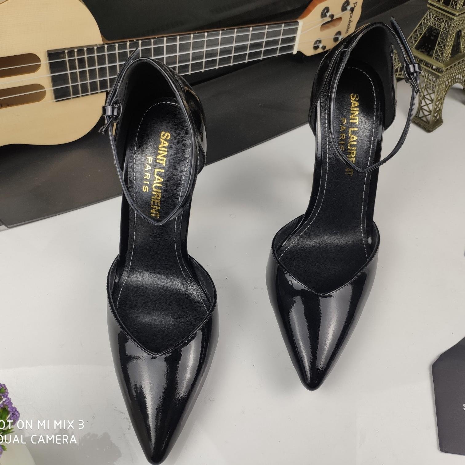 Saint Laurent YSL Pointed patent leather high heels 10.5CM Slide Sandal