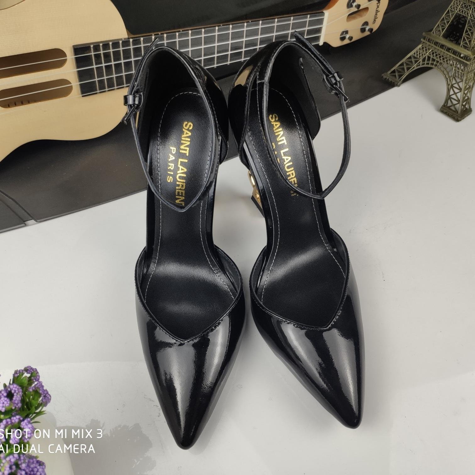 Saint Laurent YSL Pointed patent leather high heels 10.5CM Slide Sandal