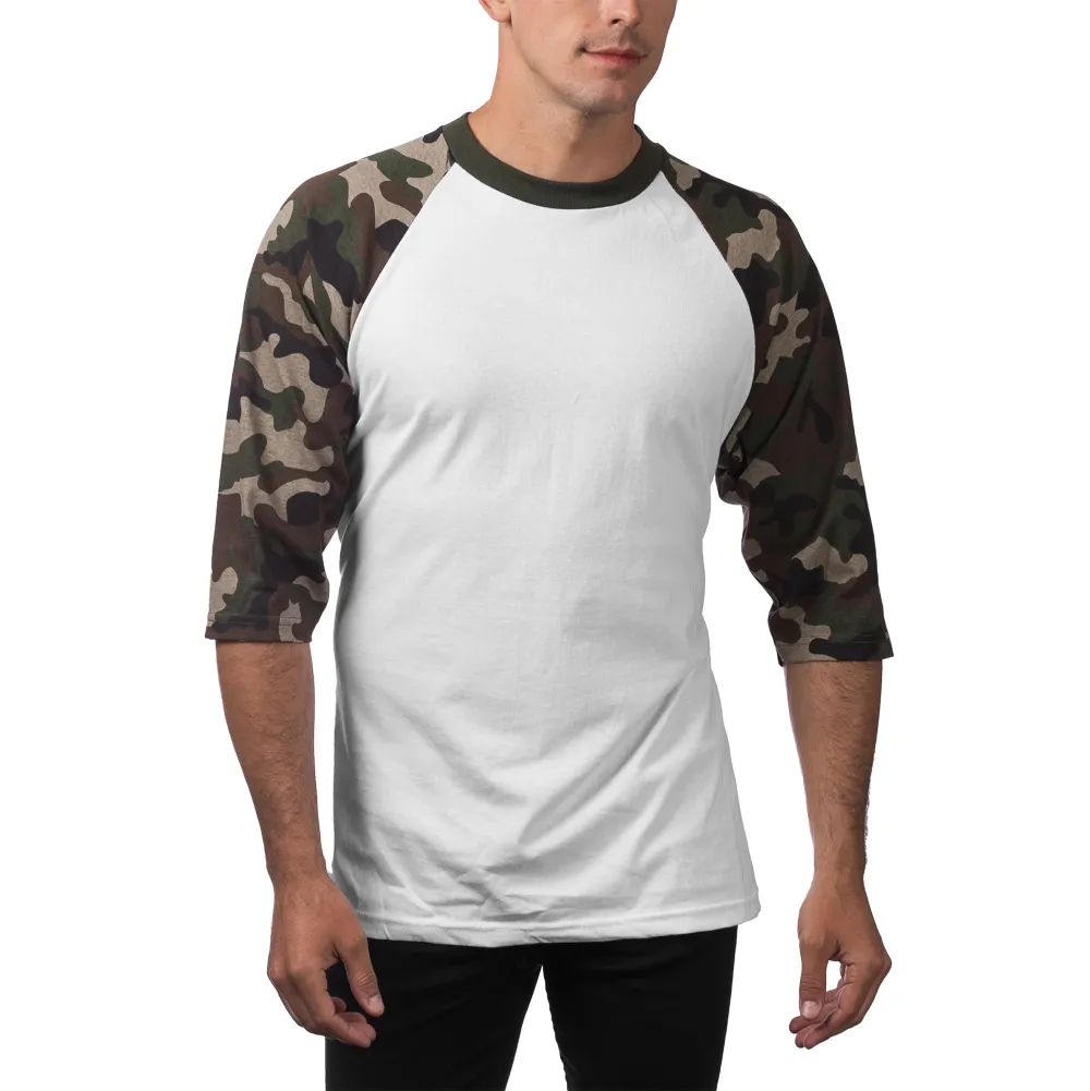 Pro Club Men's 3/4 Sleeve Crew Neck Baseball Shirt