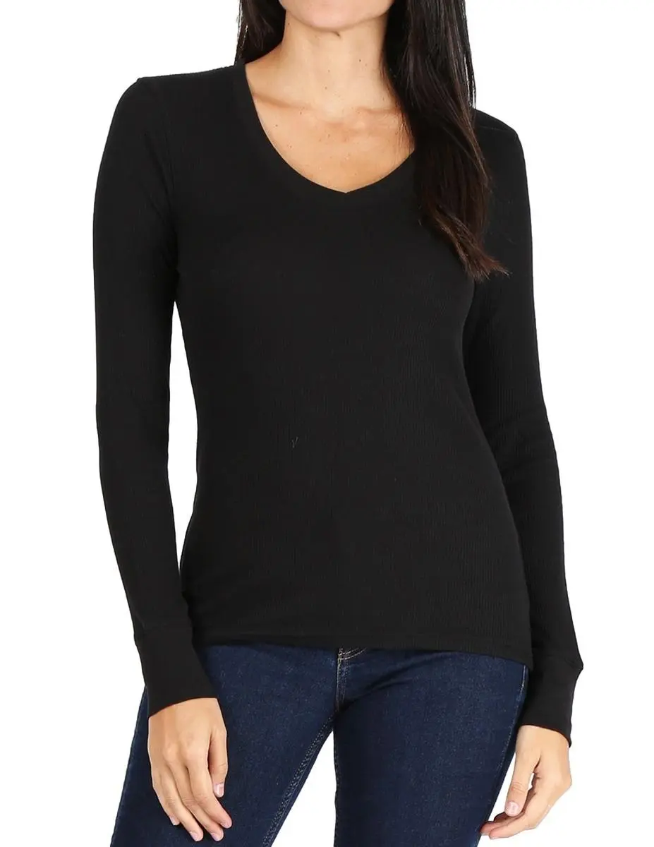 Pro Club Women's Long Sleeve Thermal V-Neck Tee