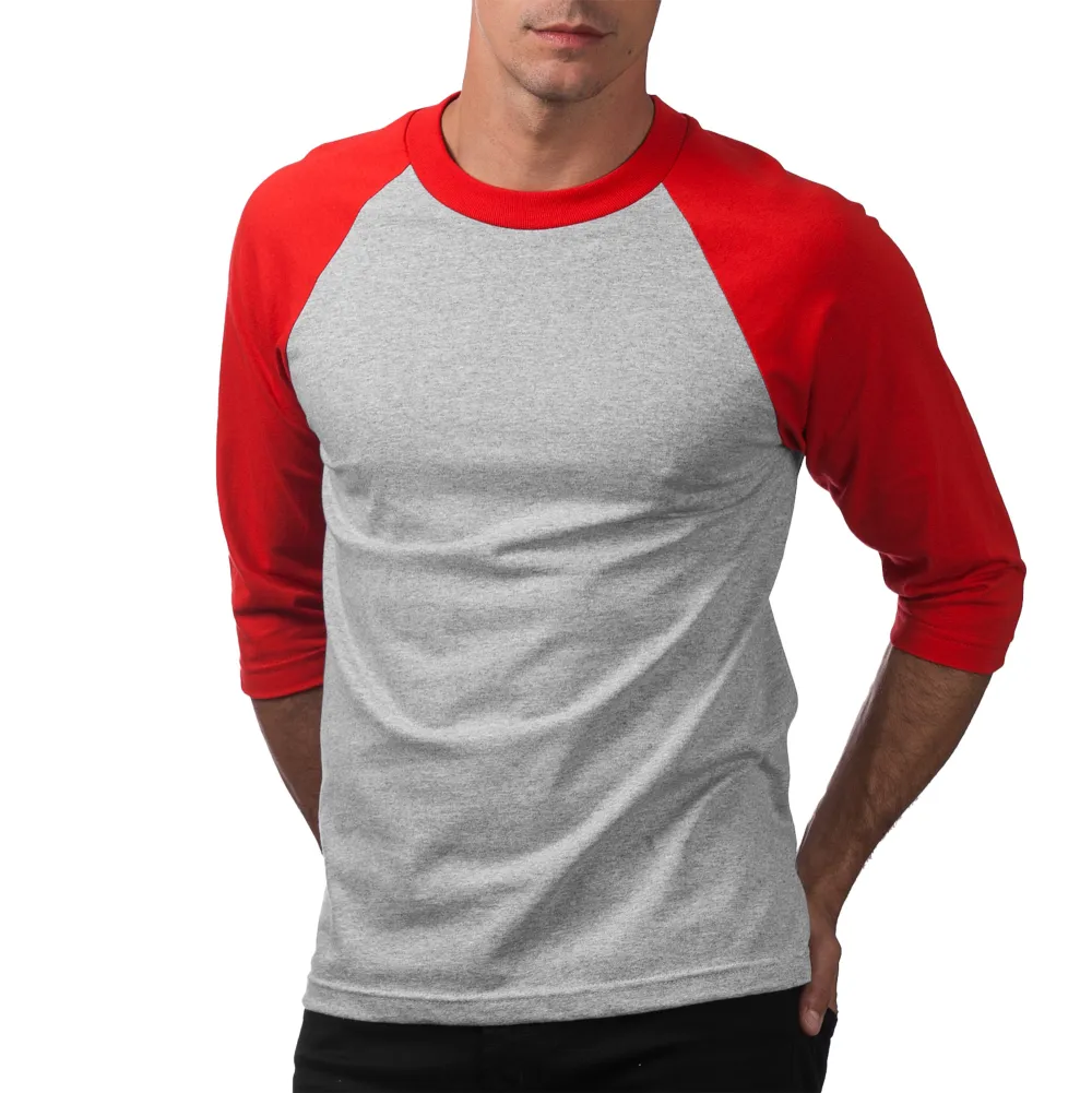 Pro Club Men's 3/4 Sleeve Crew Neck Baseball Shirt