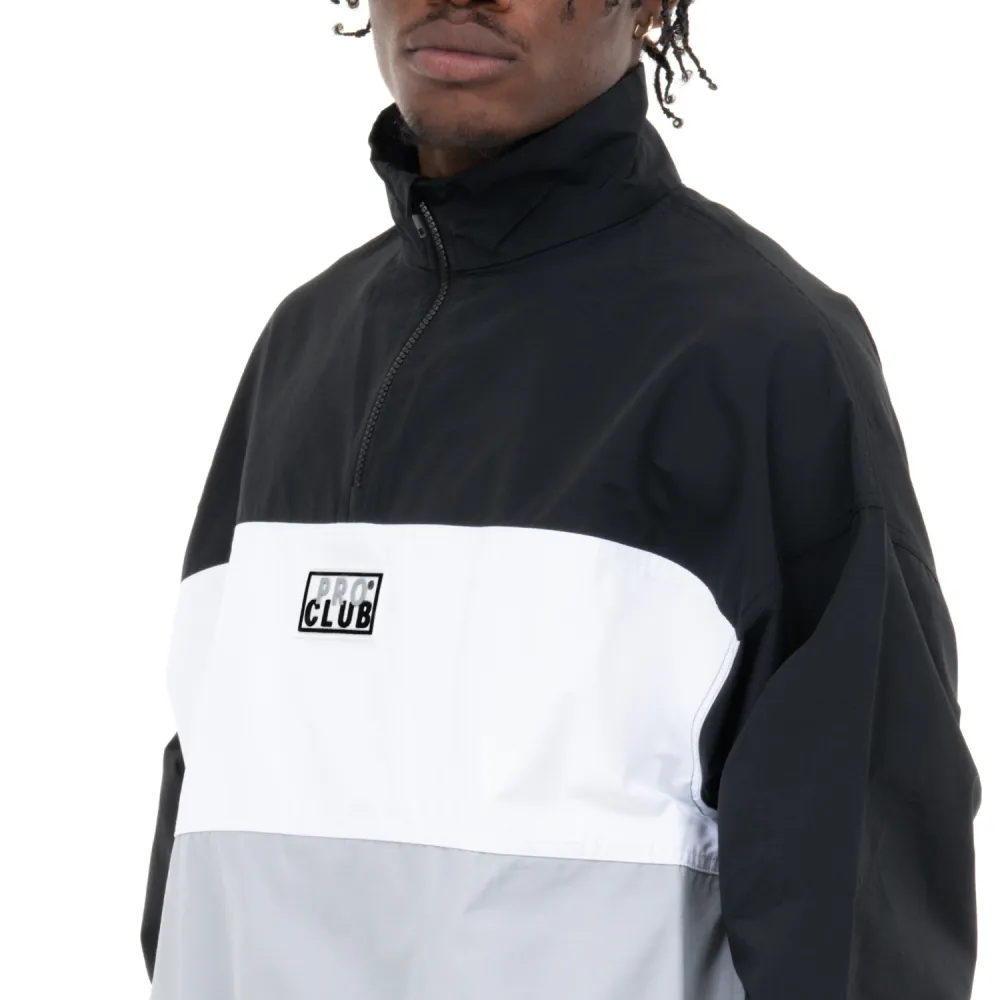Pro Club Men's Comfort Tri-Color Cotton/Nylon Quarter Zip Track Jacket