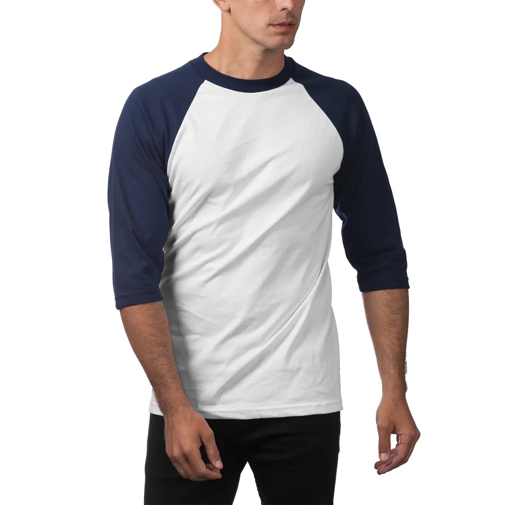 Pro Club Men's 3/4 Sleeve Crew Neck Baseball Shirt