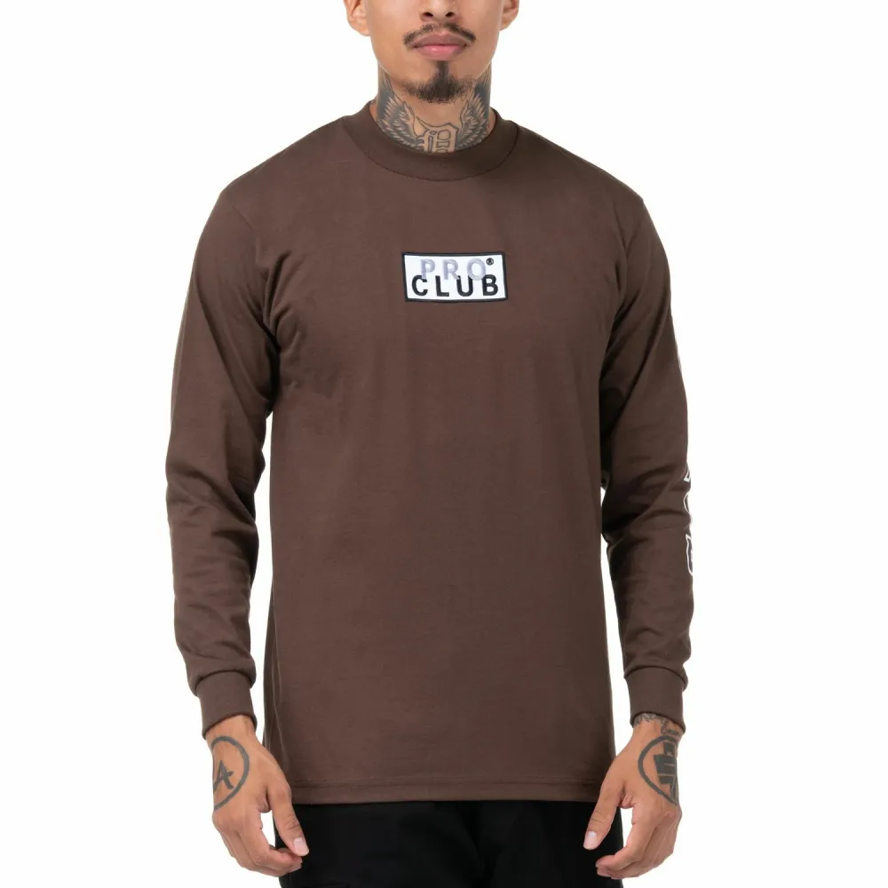 Pro Club Embroidered Box Logo Long Sleeve Heavyweight T-Shirt