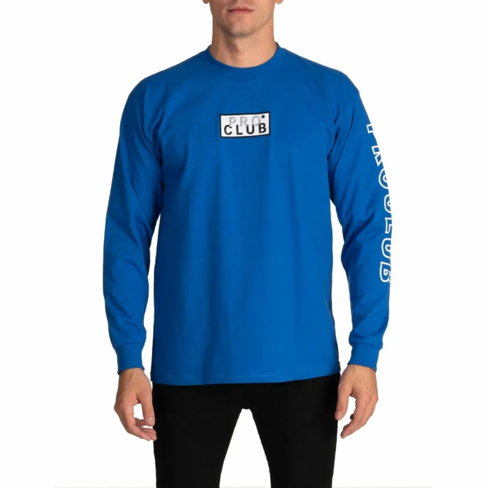 Pro Club Embroidered Box Logo Long Sleeve Heavyweight T-Shirt