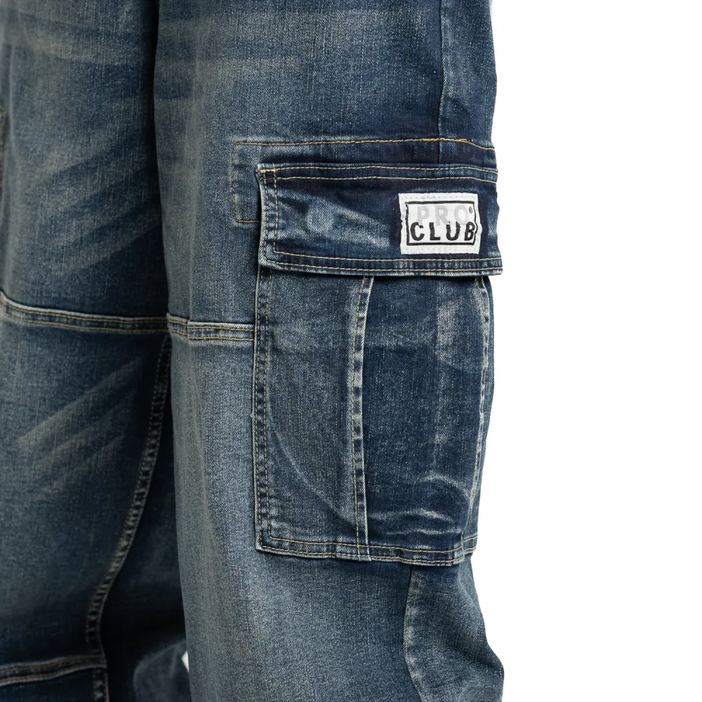 Pro Club Men's Heavyweight Baggy Fit Denim Cargo Pant