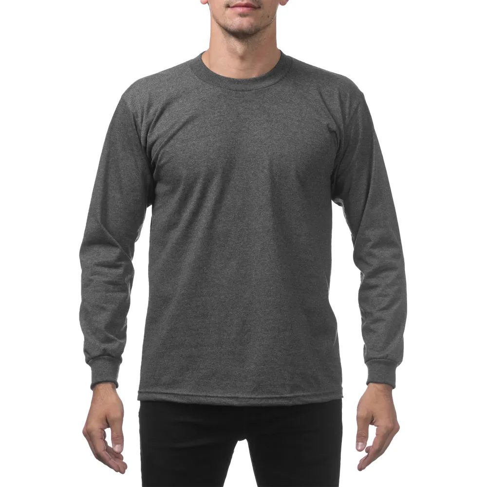 Pro Club Men's Heavyweight Cotton Long Sleeve Crew Neck T-Shirt