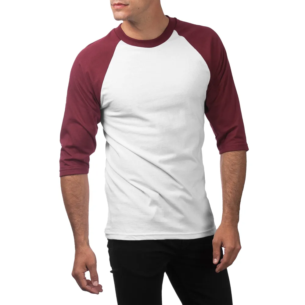 Pro Club Men's 3/4 Sleeve Crew Neck Baseball Shirt