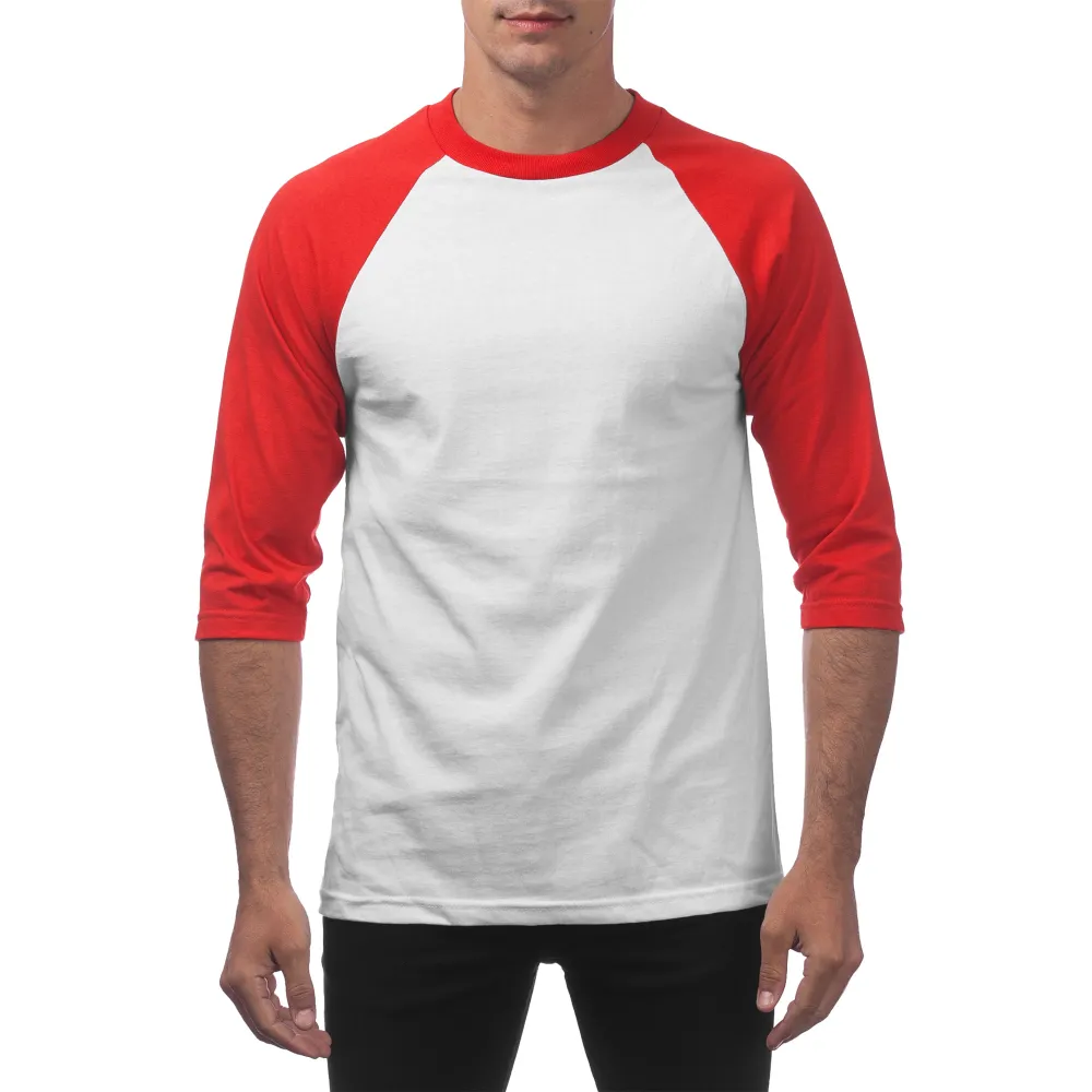 Pro Club Men's 3/4 Sleeve Crew Neck Baseball Shirt