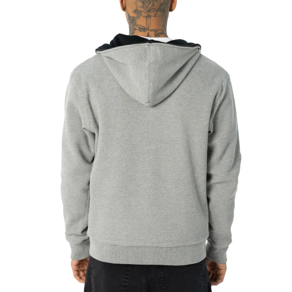 Pro Club Men's Heavyweight Basic Reversible Thermal Zip-Up Hoodie